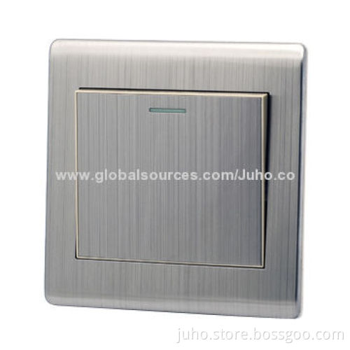 10A multi wall switch, 1 Gang stainless steel and wire drawing panel, UK standard